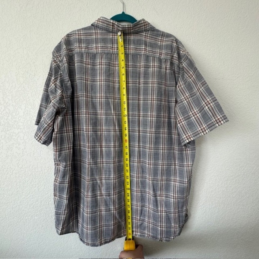 Roundtree & Yorke Casuals Shirt Mens XXL Blue Brown Plaid Cotton Short Sleeve - Picture 6 of 8